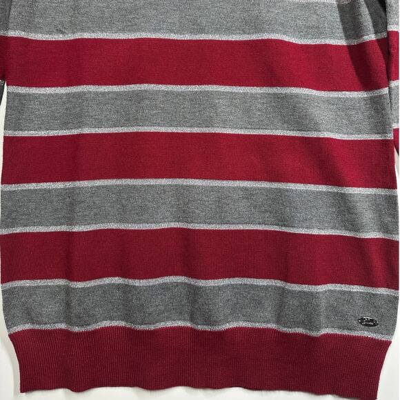 Guess Long Sleeve Janica Striped Sweater Red Gray XL Lightweight Office Casual - Picture 3 of 11